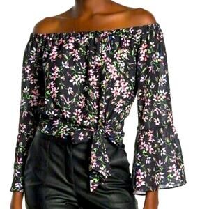 50% OFF Parker Off Shoulder Front Tie Top